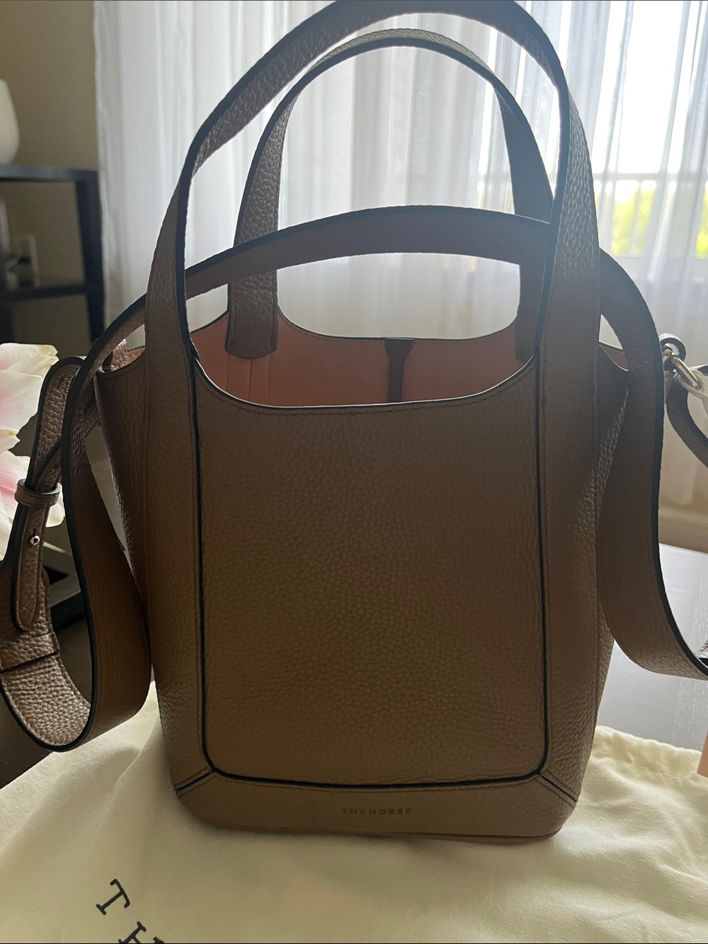 The Horse Tan Pebbled Leather Tote with Top Handles